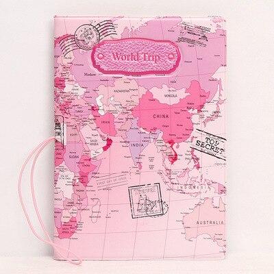 Pink World Trip Map Passport Protector