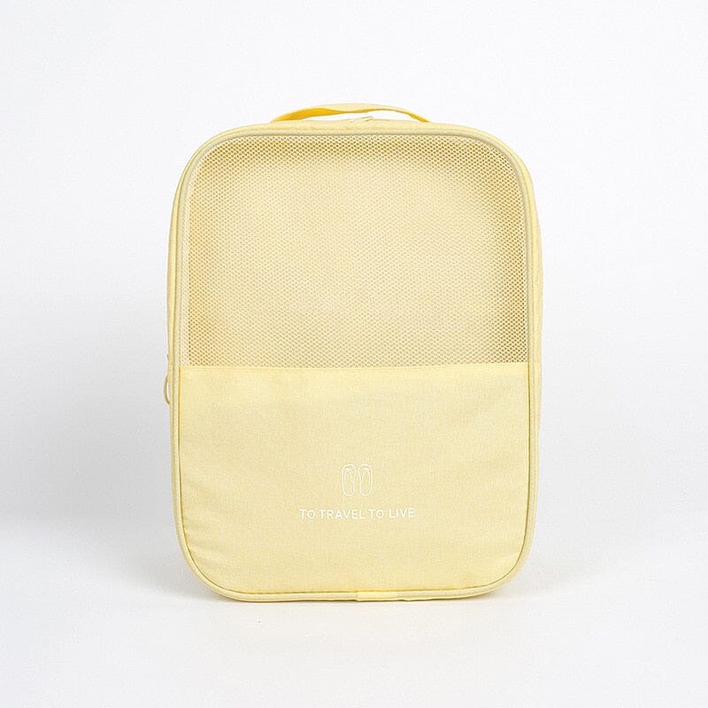 Sac à Chaussures de Voyage To Travel To Live (Jaune)