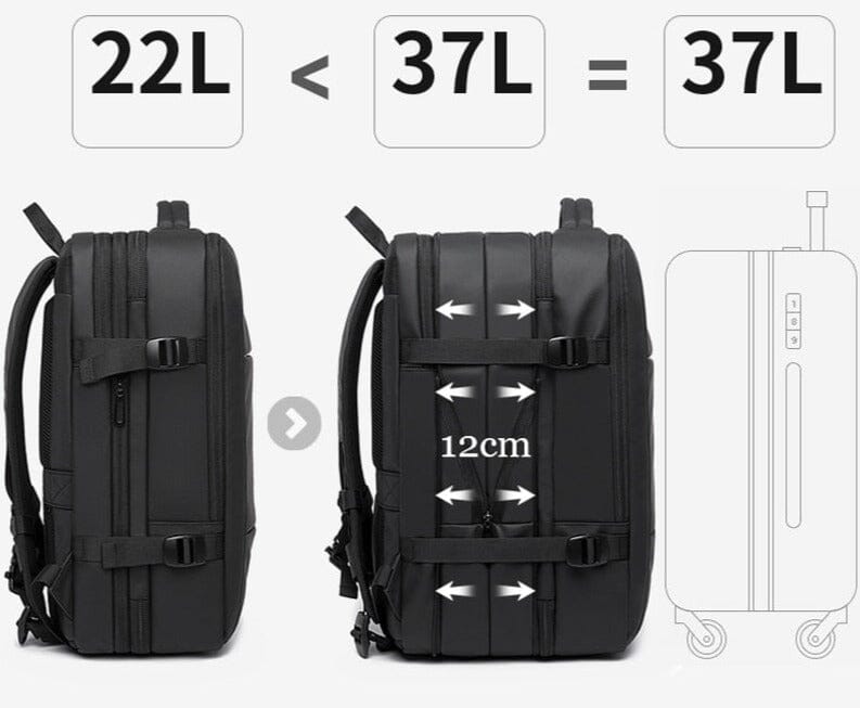 Sac à Dos Voyage Cabine Avion Business (USB) - Modèle Extensible