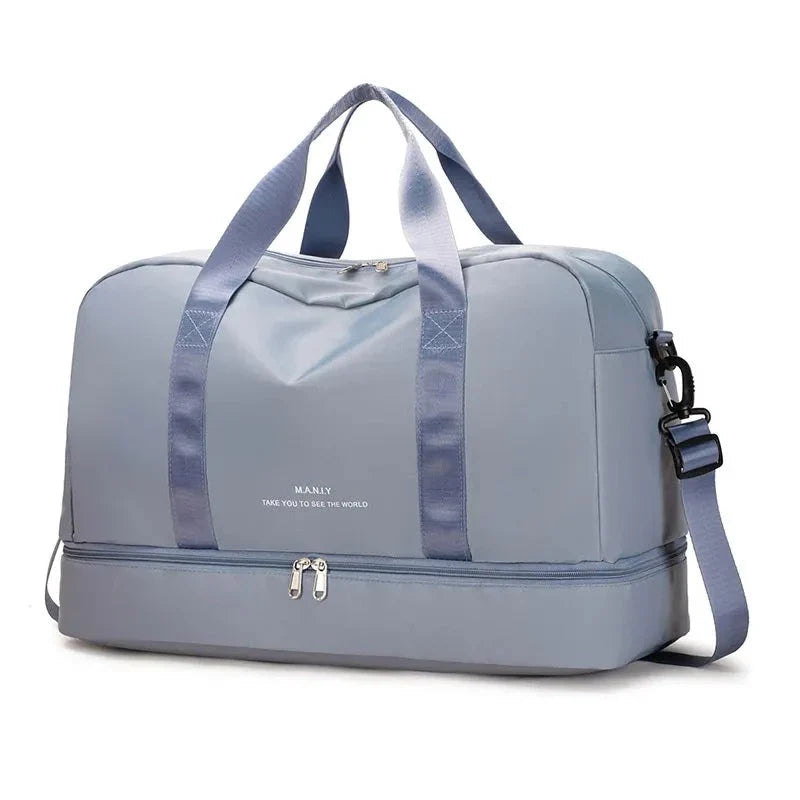 Sac de Voyage Femme Bleu Ciel avec Compartiment Chaussures