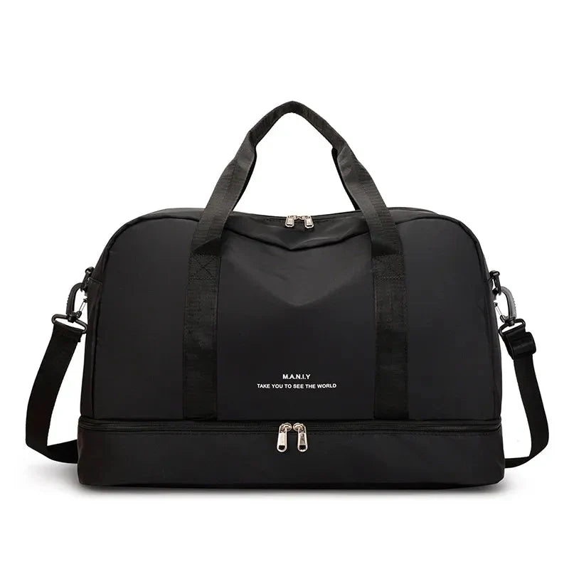 Sac de Voyage Femme avec Compartiment Chaussures - Noir