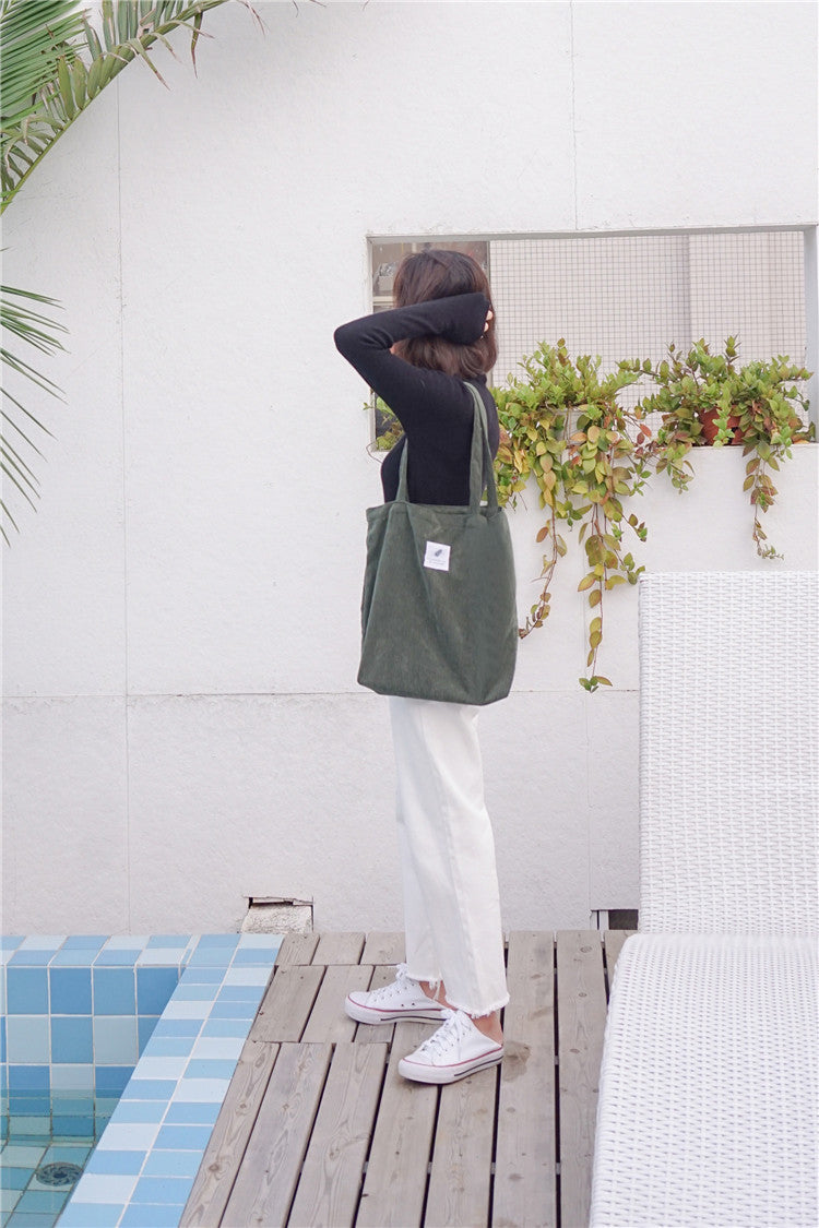 Tote Bag en Velours Côtelé pour Femme