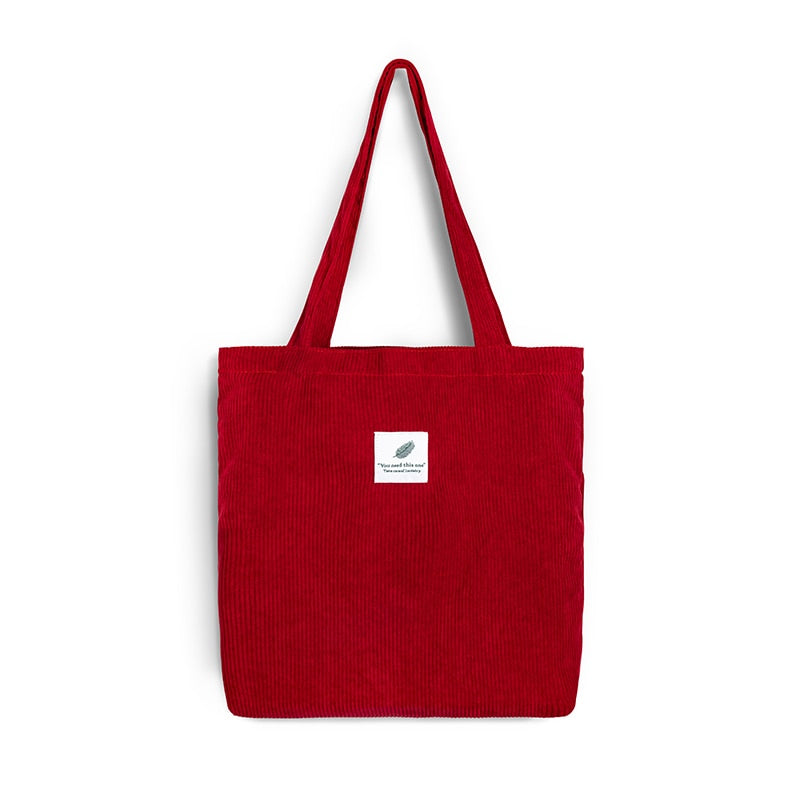 Tote Bag en Velours Côtelé pour Femme