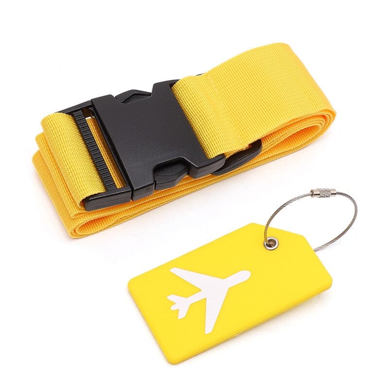 Sangle & Étiquette Bagage Avion Jaune