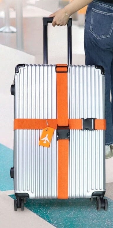 Sangle de Valise & Porte-Étiquette Bagage Avion - Orange Jute