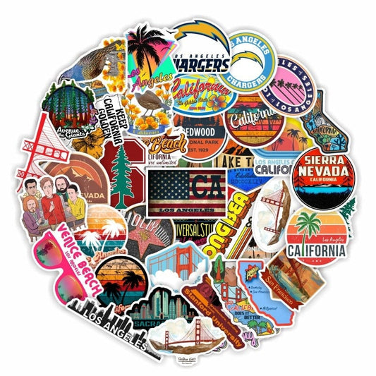 Pack de 50 Stickers Californie USA.