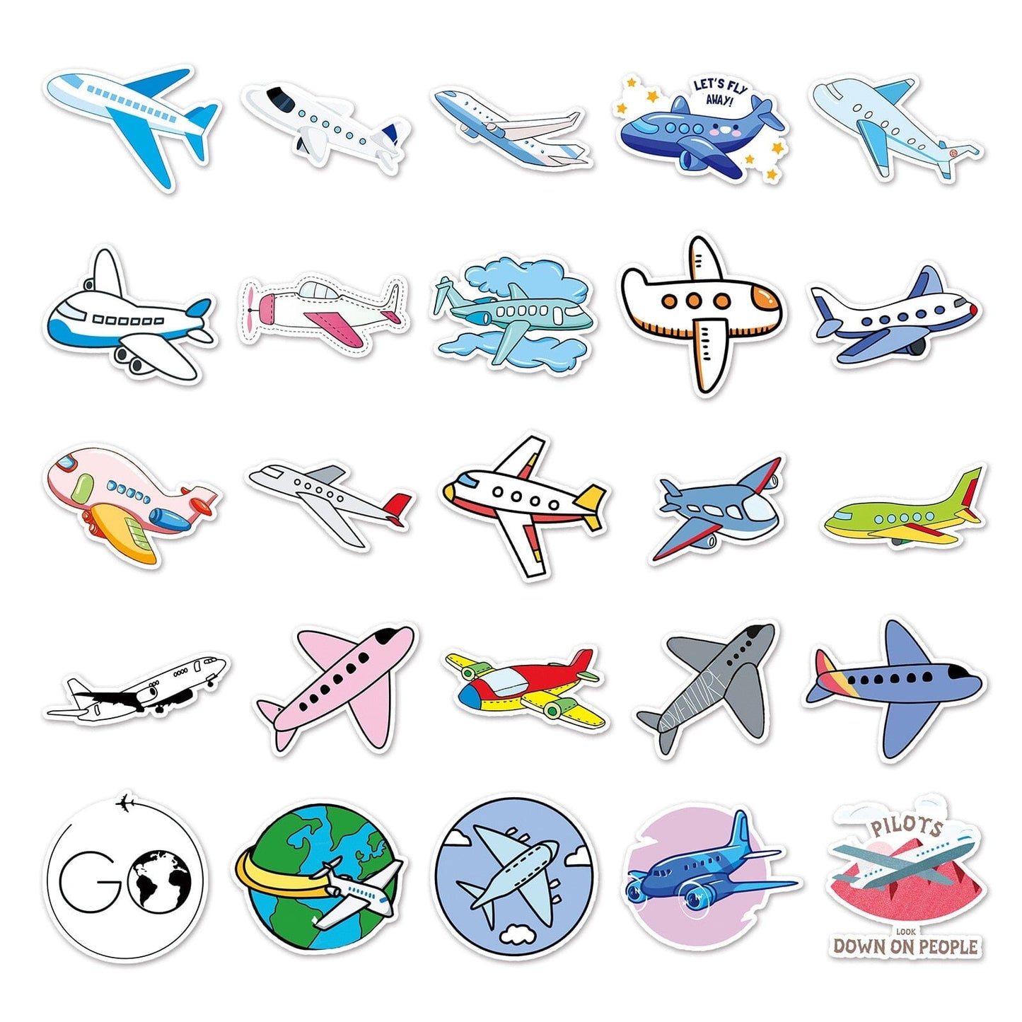 Ensemble de 50 Stickers Valise Avion