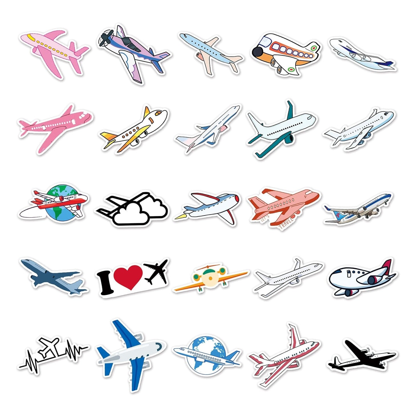 Ensemble de 50 Stickers Valise Avion