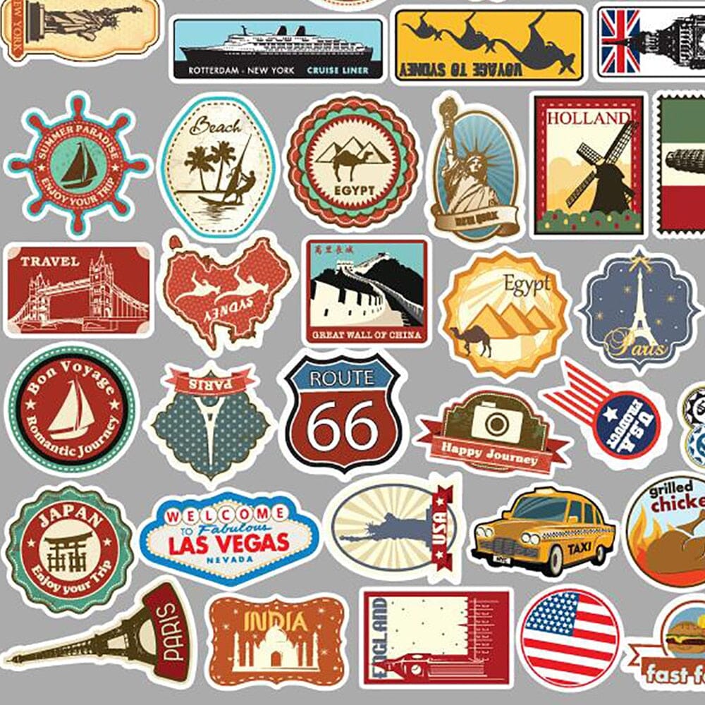 Pack de 50 Stickers pour Valise - Voyages