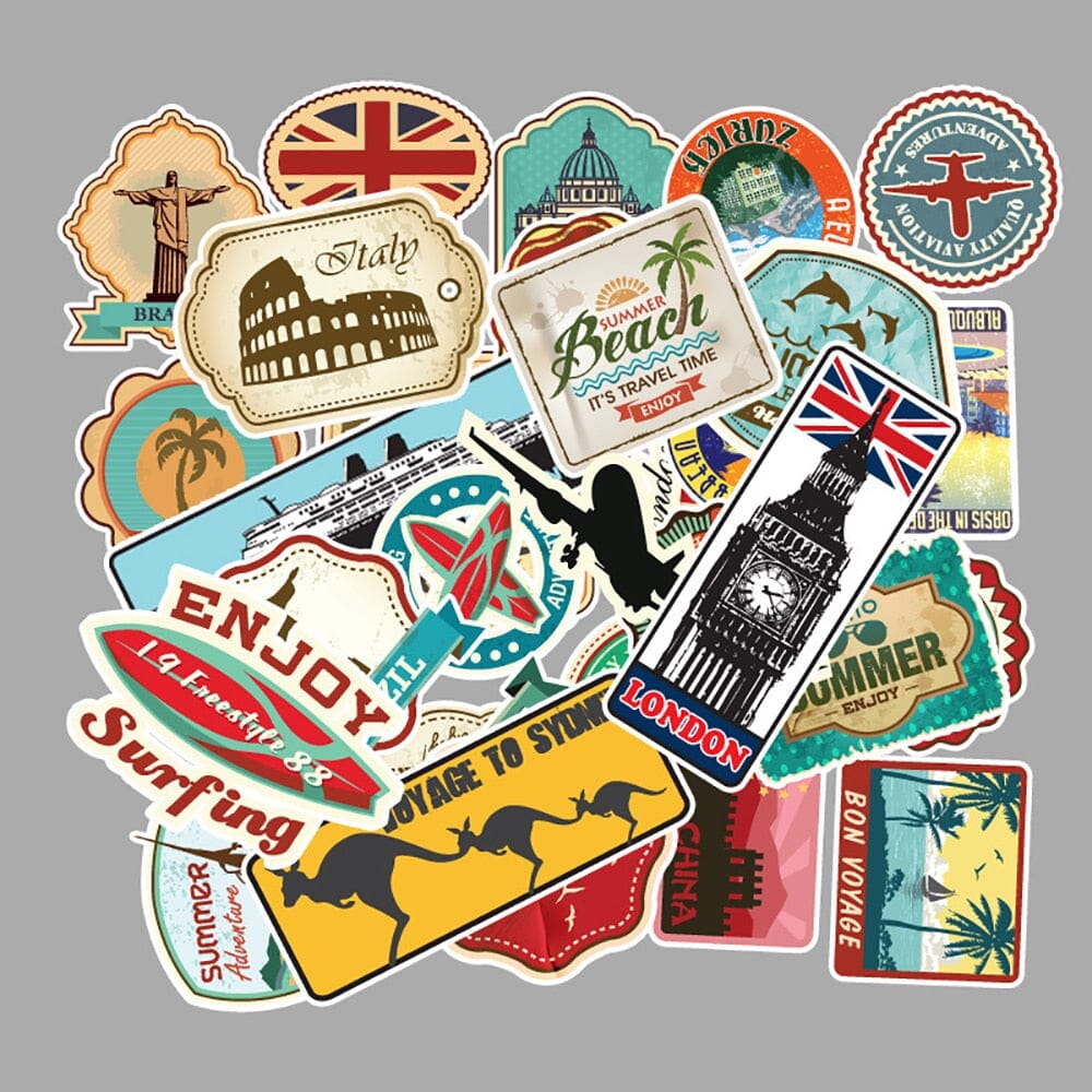Pack de 50 Stickers pour Valise - Voyages