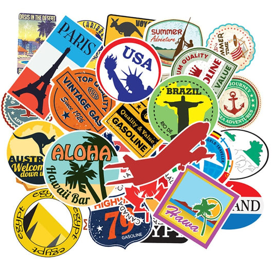 Pack de 50 Stickers pour Valise - Voyages