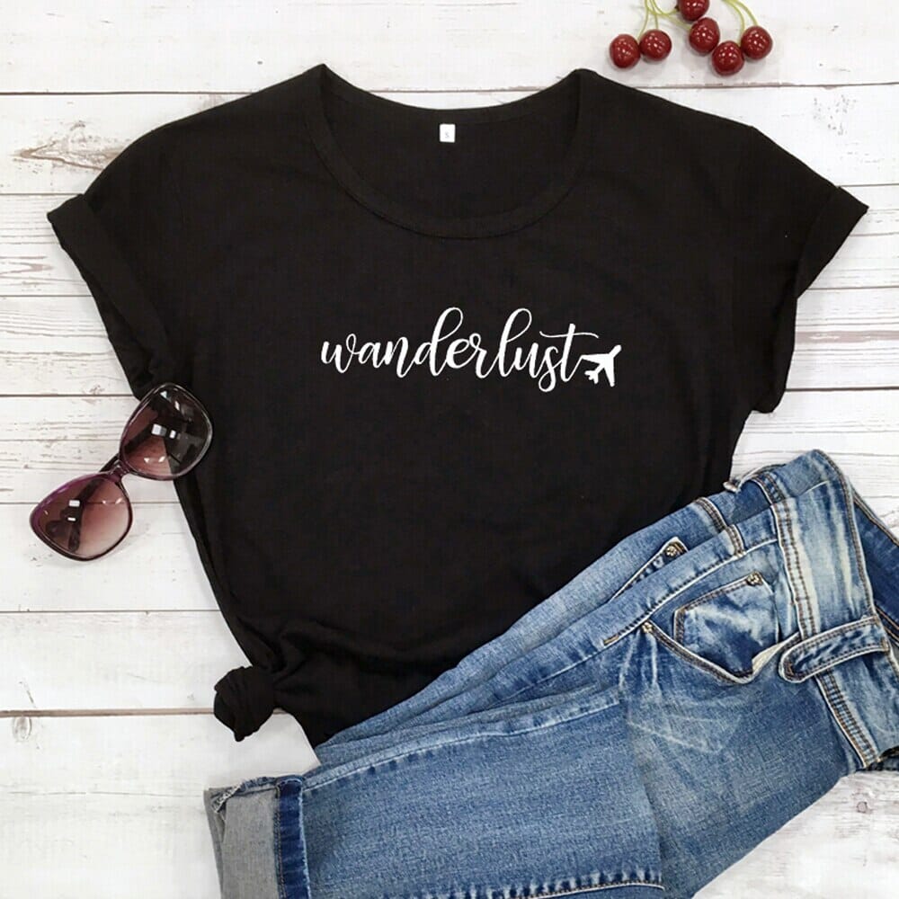 T-Shirt Wanderlust Avion Femme.