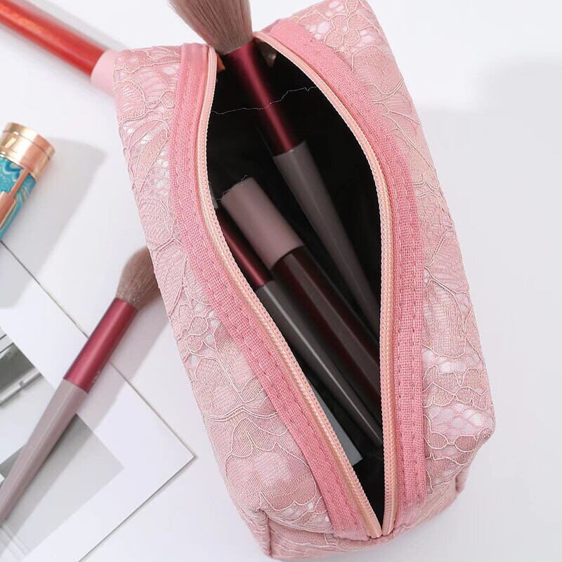 Trousse de Maquillage Dentelle Rose