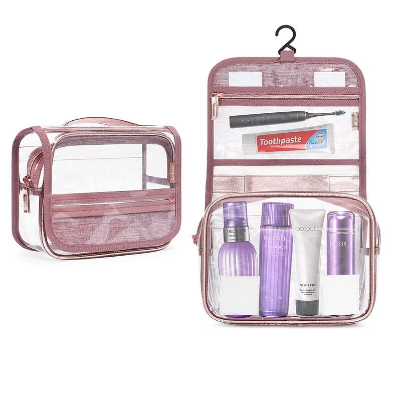 Trousse de Toilette Suspendue Rose Transparente