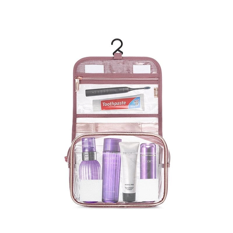 Trousse de Toilette Suspendue Rose Transparente