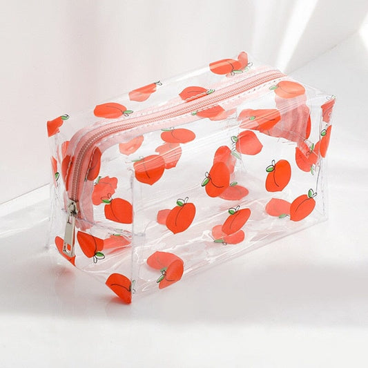 Trousse de Toilette Féminine Transparente, Pêches