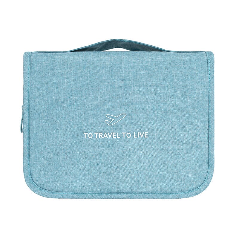 Trousse de Toilette de Voyage à Suspendre - To Travel To Live (Bleu Ciel)